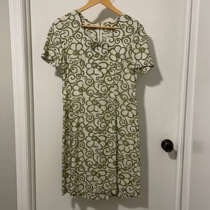 Handmade Vintage dress linen feel floral design S